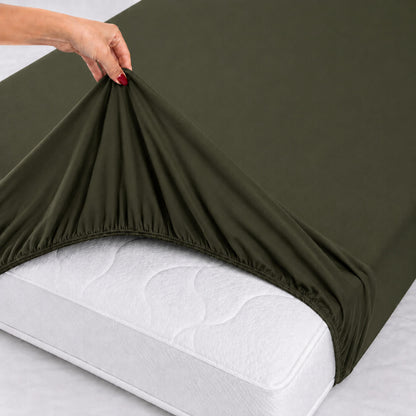 Bonny Home Spannbettlaken Grün – 100 % Baumwolle – Für Einzel- und Doppelbett