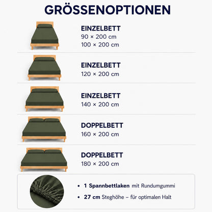 Bonny Home Spannbettlaken Grün – 100 % Baumwolle – Für Einzel- und Doppelbett