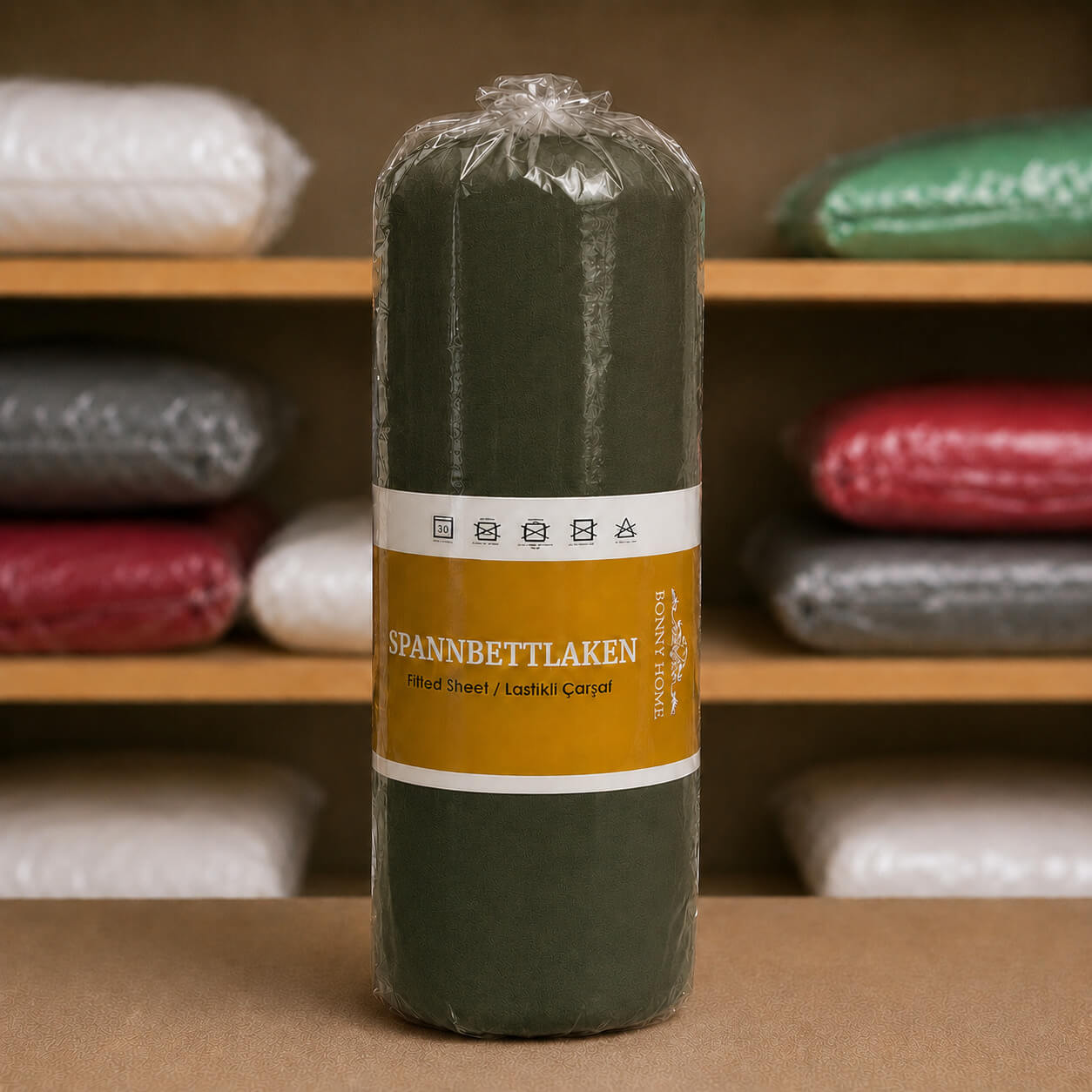 Bonny Home Spannbettlaken Grün – 100 % Baumwolle – Für Einzel- und Doppelbett