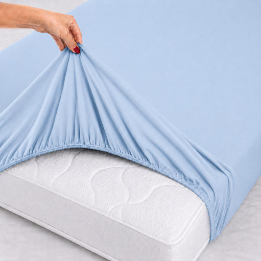 Bonny Home Spannbettlaken Hellblau – 100 % Baumwolle – Für Einzel- und Doppelbett