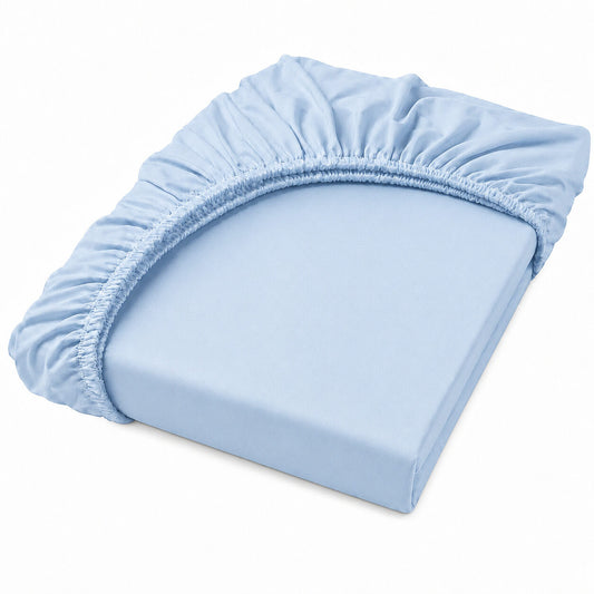 Bonny Home Spannbettlaken Hellblau – 100 % Baumwolle – Für Einzel- und Doppelbett