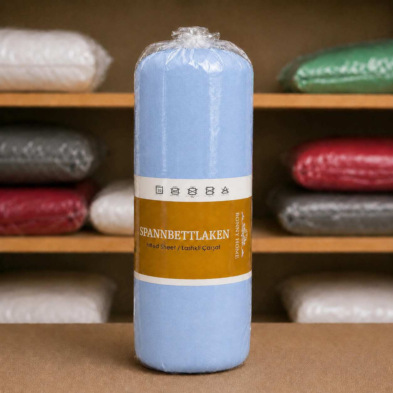 Bonny Home Spannbettlaken Hellblau – 100 % Baumwolle – Für Einzel- und Doppelbett