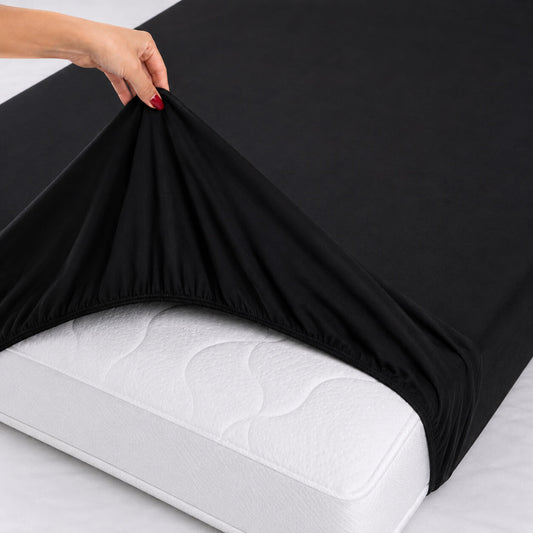 Bonny Home Spannbettlaken Schwarz – 100 % Baumwolle – Für Einzel- und Doppelbett