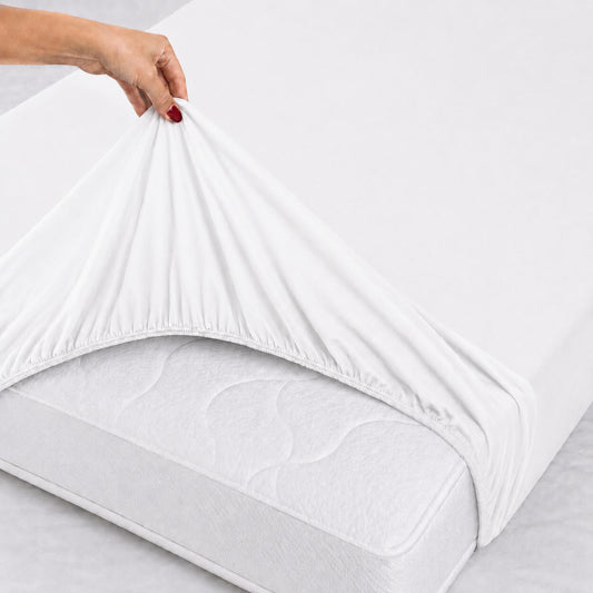 Bonny Home Spannbettlaken Weiss – 100 % Baumwolle – Für Einzel- und Doppelbett
