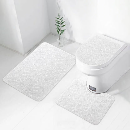 Bonny Home Ultrasoft Creme 3er Set Badematte Rutschfeste Badvorleger mit Ledersohle