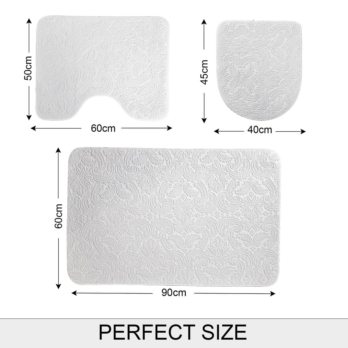 Bonny Home Ultrasoft Creme 3er Set Badematte Rutschfeste Badvorleger mit Ledersohle