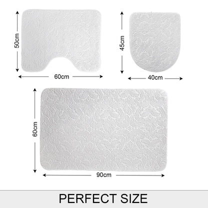 Bonny Home Ultrasoft Creme 3er Set Badematte Rutschfeste Badvorleger mit Ledersohle