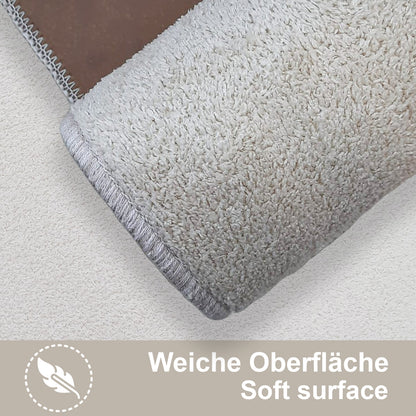Bonny Home Unicolor Beige 3er Set Badematte | Rutschfeste Badematte mit Ledersohle