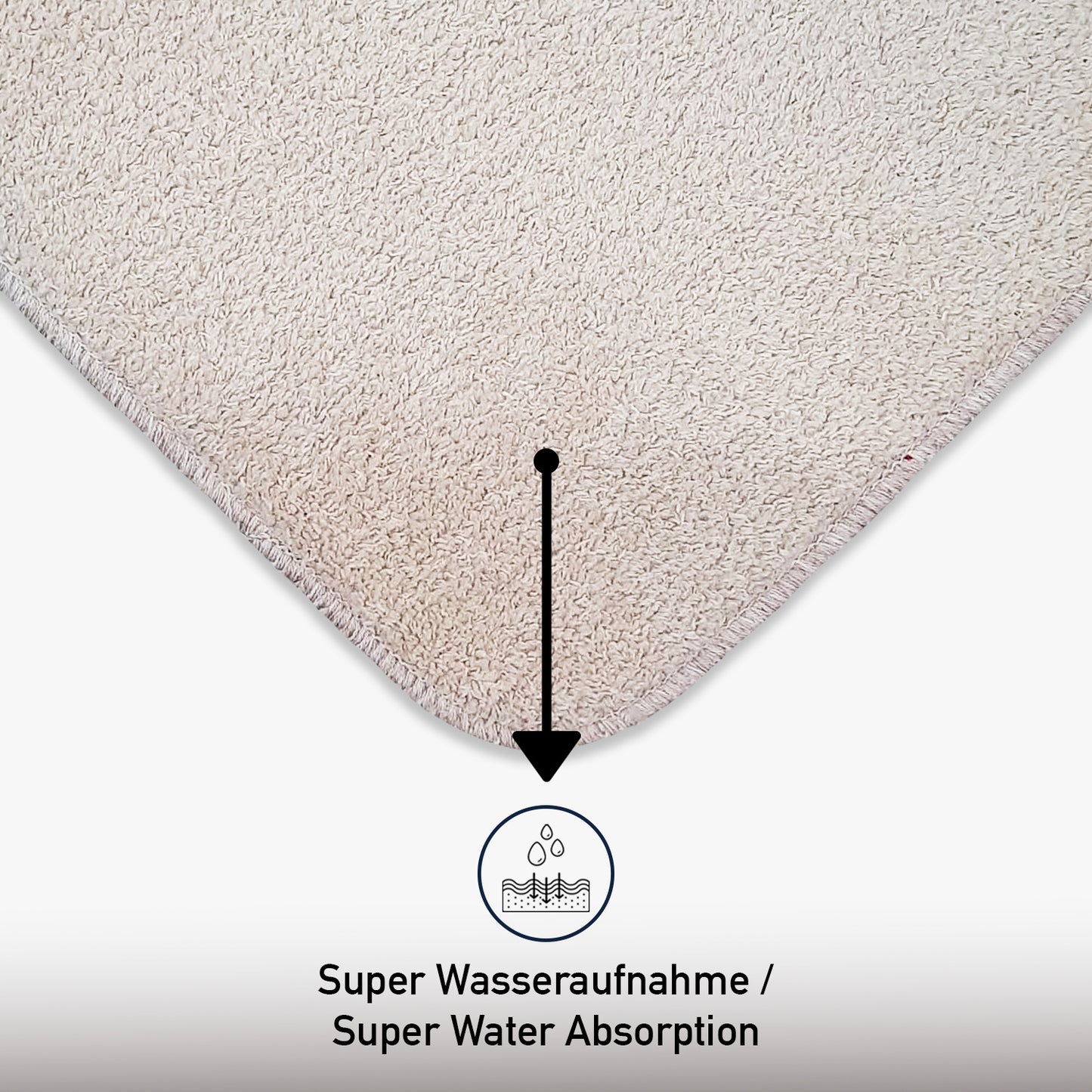 Bonny Home Unicolor Beige 3er Set Badematte | Rutschfeste Badematte mit Ledersohle