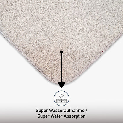 Bonny Home Unicolor Beige 3er Set Badematte | Rutschfeste Badematte mit Ledersohle