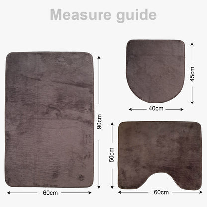 Bonny Home Unicolor Braun 3er Set Badematten – Rutschfeste Badvorleger mit Ledersohle