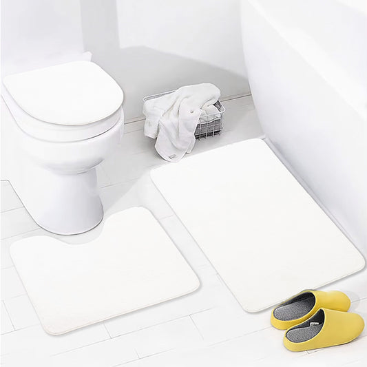 Bonny Home Unicolor Creme 3er Set Badematten – Rutschfeste Badvorleger mit Ledersohle