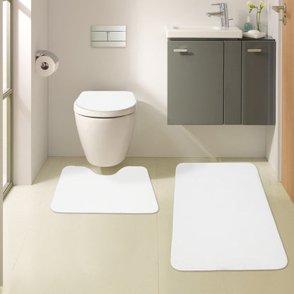 Bonny Home Unicolor Creme 3er Set Badematten – Rutschfeste Badvorleger mit Ledersohle