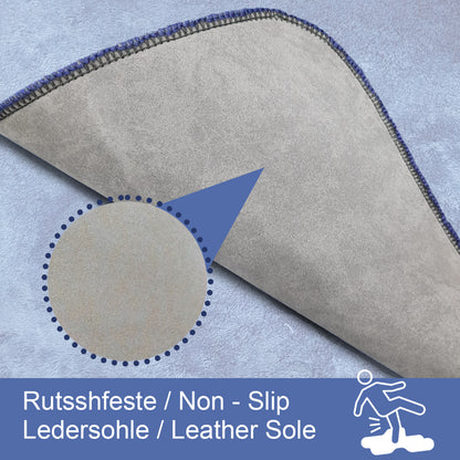 Bonny Home Unicolor Dunkelblau 3er Set Badematten – Rutschfeste Badvorleger mit Ledersohle
