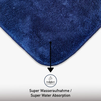 Bonny Home Unicolor Dunkelblau 3er Set Badematten – Rutschfeste Badvorleger mit Ledersohle
