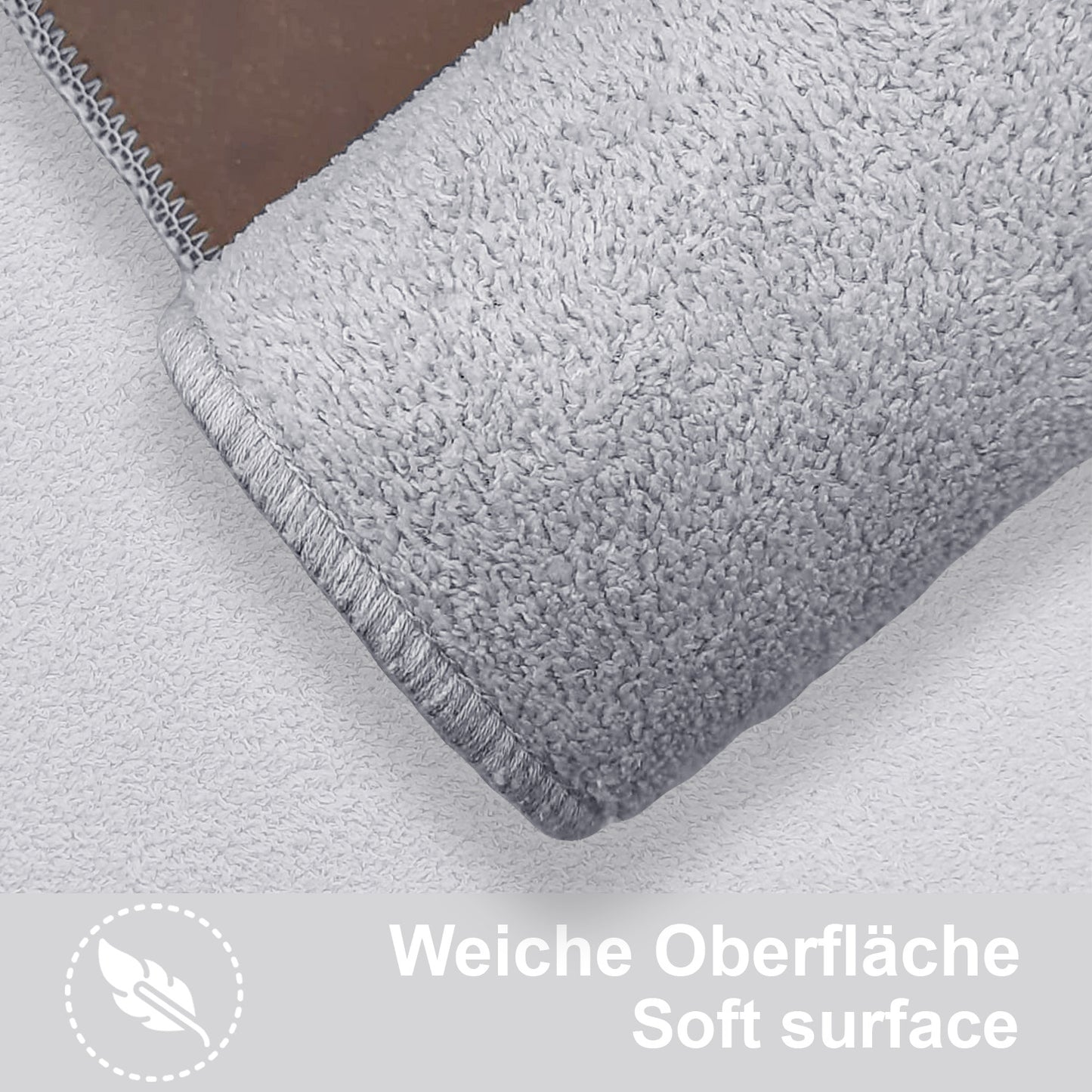 Bonny Home Unicolor Grau 3er Set Badematten – Rutschfeste Badvorleger mit Ledersohle