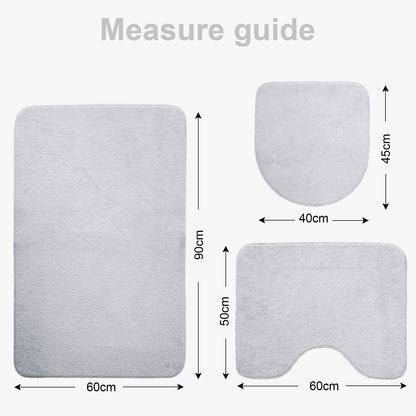 Bonny Home Unicolor Grau 3er Set Badematten – Rutschfeste Badvorleger mit Ledersohle