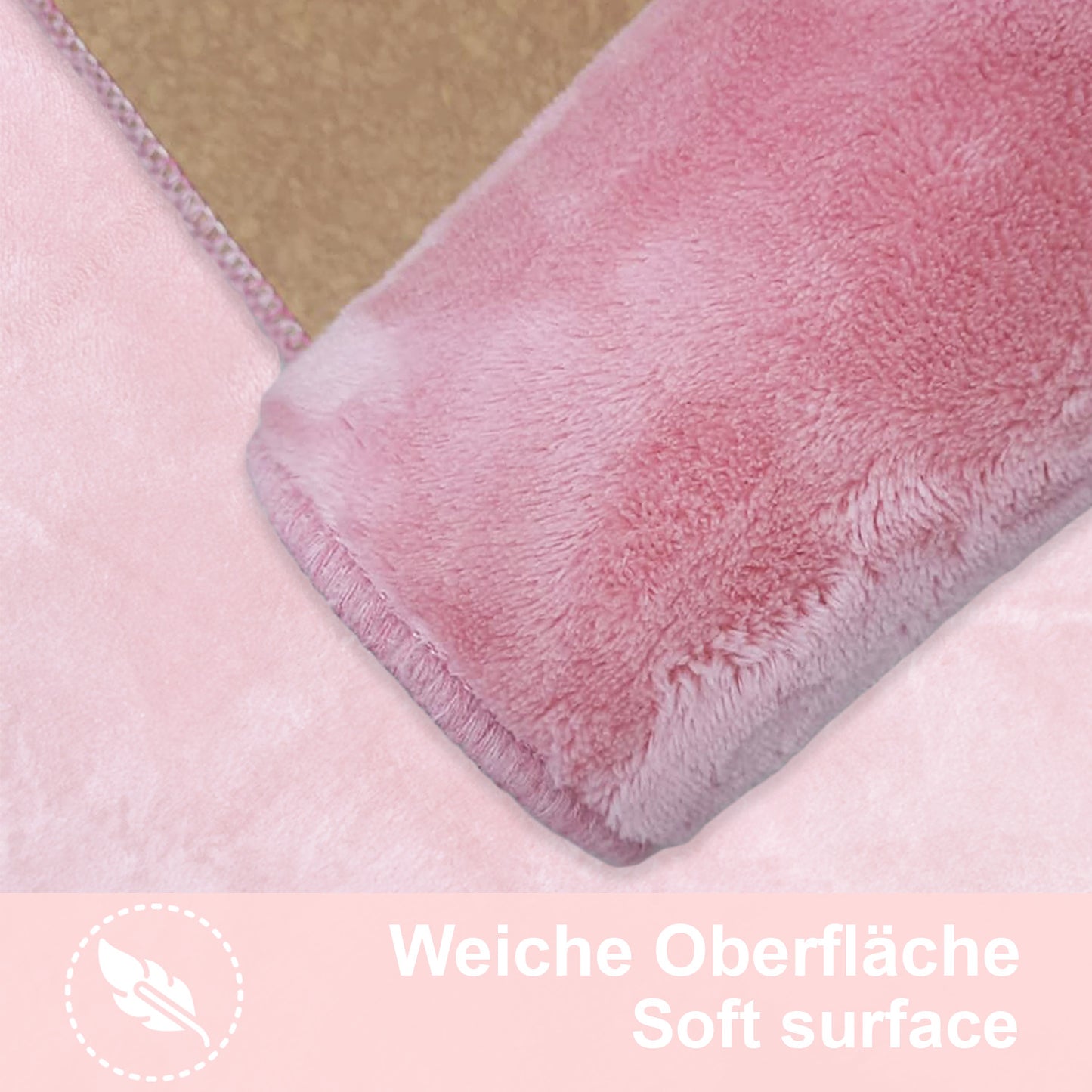 Bonny Home Unicolor Rosa 3er Set Badematten – Rutschfeste Badvorleger mit Ledersohle