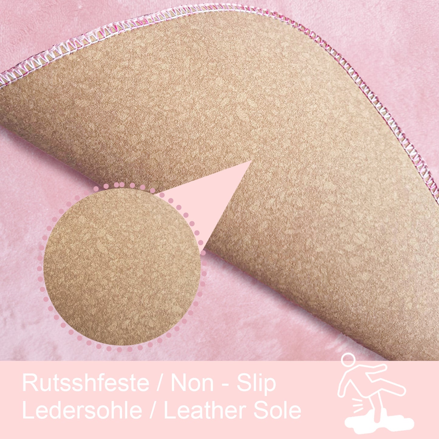 Bonny Home Unicolor Rosa 3er Set Badematten – Rutschfeste Badvorleger mit Ledersohle