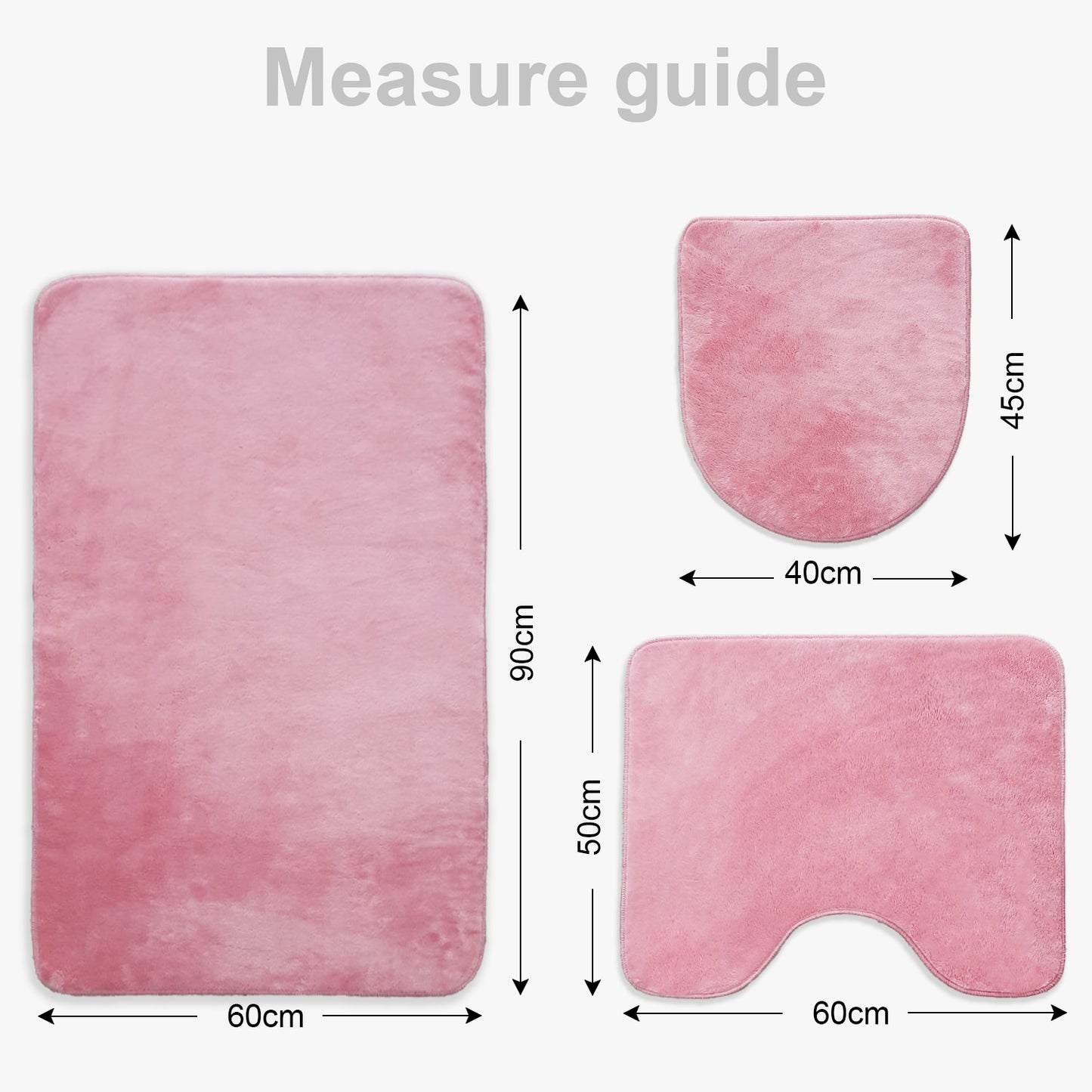 Bonny Home Unicolor Rosa 3er Set Badematten – Rutschfeste Badvorleger mit Ledersohle