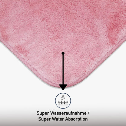 Bonny Home Unicolor Rosa 3er Set Badematten – Rutschfeste Badvorleger mit Ledersohle