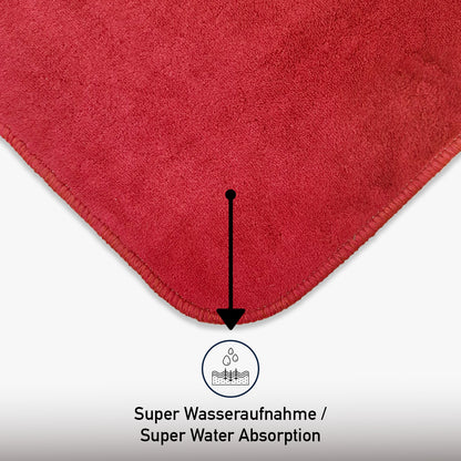 Bonny Home Unicolor Rot 3er Set Badematten – Rutschfeste Badvorleger mit Ledersohle