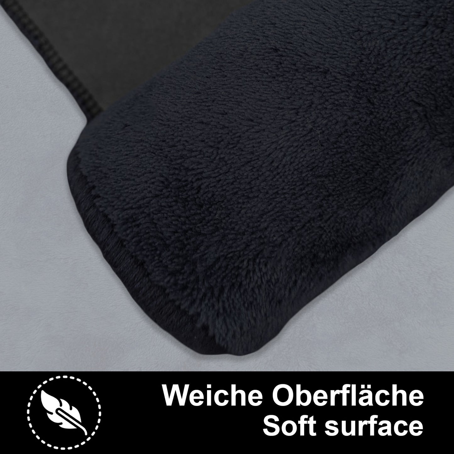 Bonny Home Unicolor Schwarz 3er Set Badematten – Rutschfeste Badvorleger mit Ledersohle