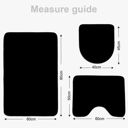 Bonny Home Unicolor Schwarz 3er Set Badematten – Rutschfeste Badvorleger mit Ledersohle