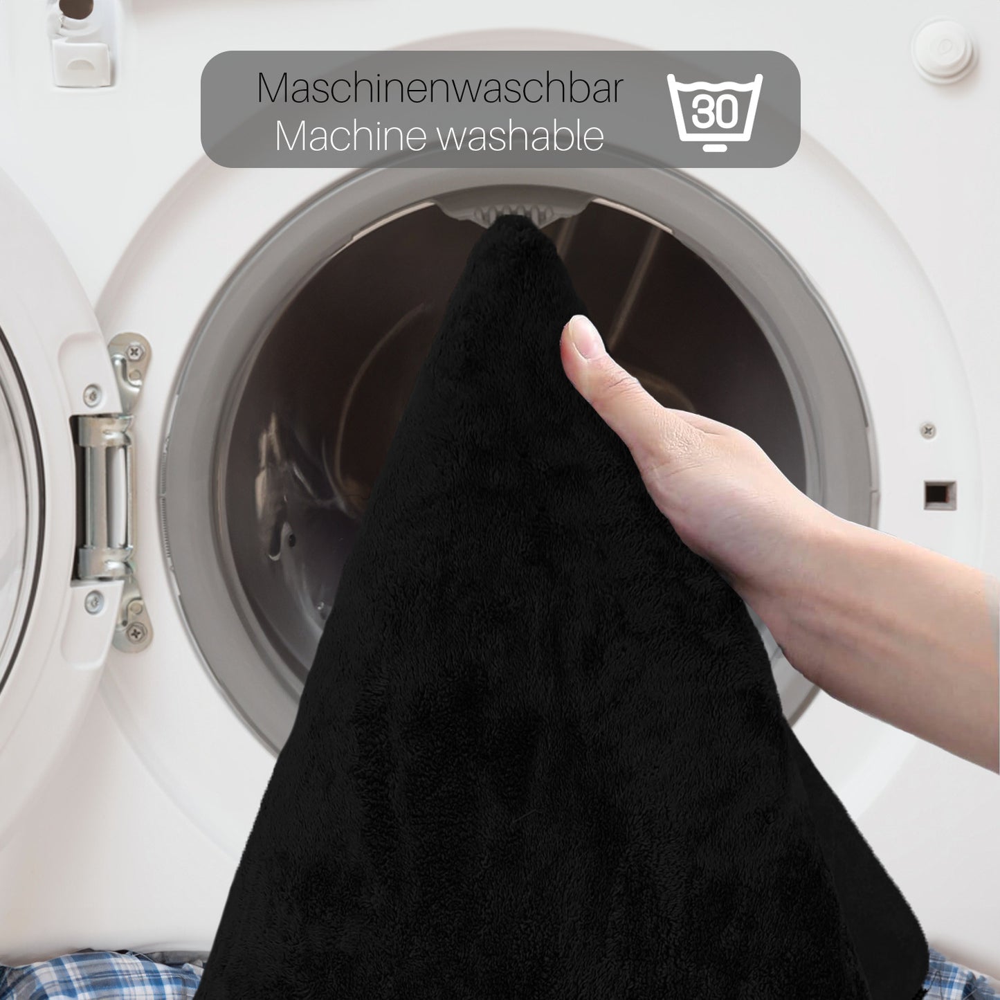 Bonny Home Unicolor Schwarz 3er Set Badematten – Rutschfeste Badvorleger mit Ledersohle