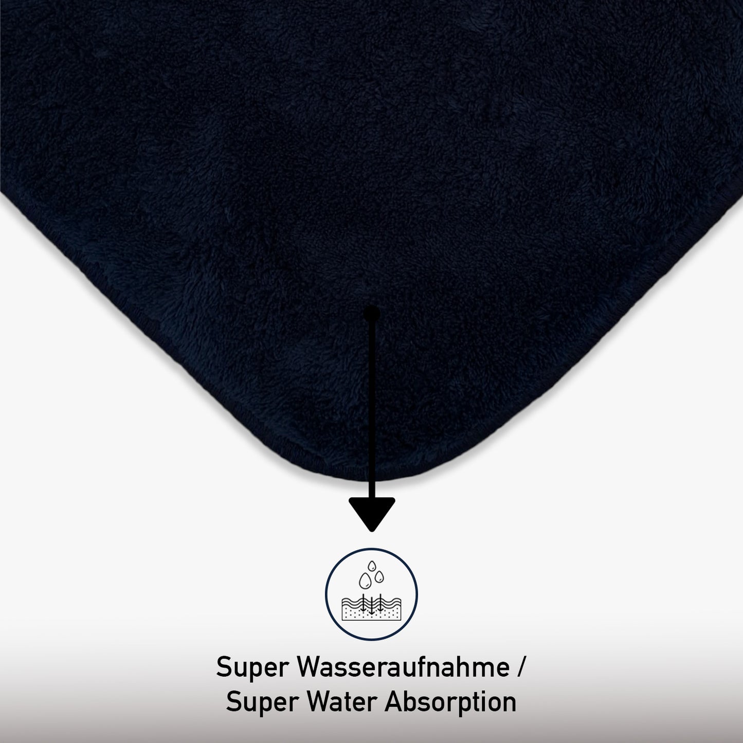 Bonny Home Unicolor Schwarz 3er Set Badematten – Rutschfeste Badvorleger mit Ledersohle