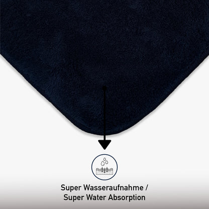 Bonny Home Unicolor Schwarz 3er Set Badematten – Rutschfeste Badvorleger mit Ledersohle