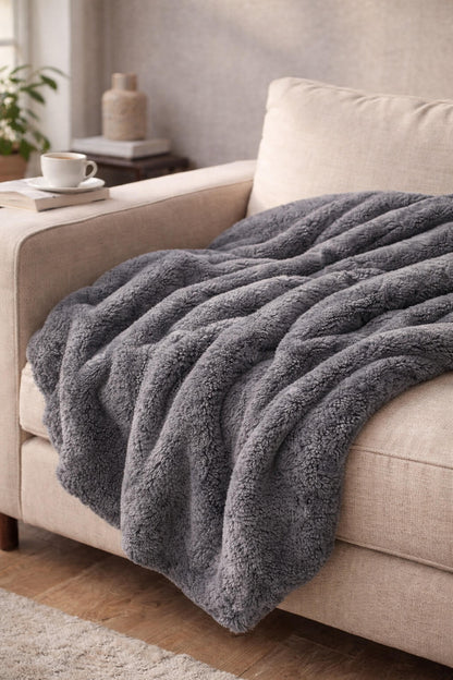 Bonny Home Welsoft Decke Anthrazit, Doppelgrösse, 185 x 220 cm