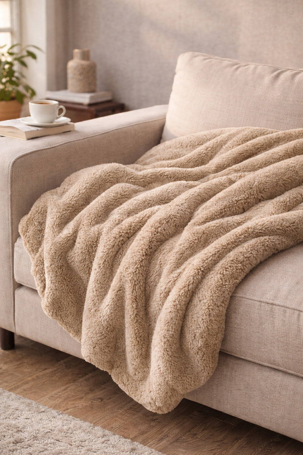Bonny Home Welsoft Decke Beige, Doppelgrösse, 185 x 220 cm